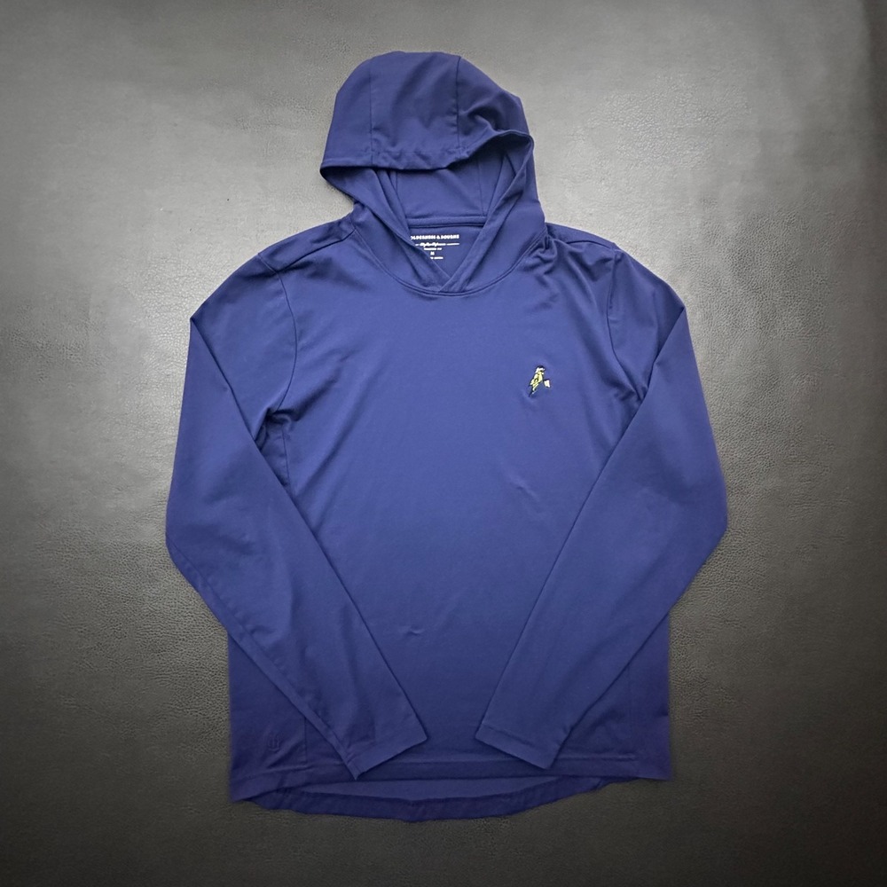 Holderness & Bourne Hooded Shirt Mens Medium Blue Tailored Fit Performance Golf